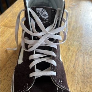 Vans Brown and White High-Top Sneakers